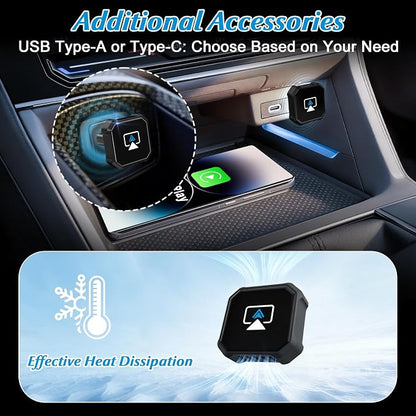 4 in 1 Wireless CarPlay Adapter - 2026 Upgraded Screen Mirroring Adapter for Apple CarPlay & Android Auto & AirPlay & MirrorLink, Screen Mirror Dongle for Car, Plug & Play, Come with Type-C Extension