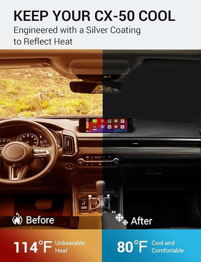 Proadsy Windshield Sun Shade for Mazda CX-50 2023 2024 2025 2026 Custom Fit Mazda CX50 SUV Foldable Front Sunshade Protector Blocks UV Rays Keep Car Cooler