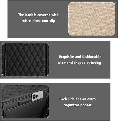 Stacool Upgraded Car Center Console Cover,Microfiber Leather Car Armrest Cover Cushion with 2 Storage Bags,Universal Car Armrest Storage Box (Black)