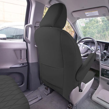 FH Group Custom Fit Car Seat Covers Specifically Made for 2011-2020 Toyota Sienna 7-8 Seater with Ultraflex Neoprene Water Resistant Automotive Seat Covers - Front Set Black