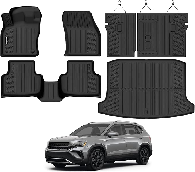 Floor Mats for VW Taos 2022-2026 FWD(Only Fit Cargo in Lower Deck Position), Trunk Mat and Backrest Mat All Weather TPE Protector for Volkswagen TAOS Accessories