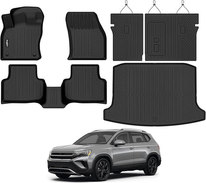Floor Mats for VW Taos 2022-2026 FWD(Only Fit Cargo in Lower Deck Position), Trunk Mat and Backrest Mat All Weather TPE Protector for Volkswagen TAOS Accessories