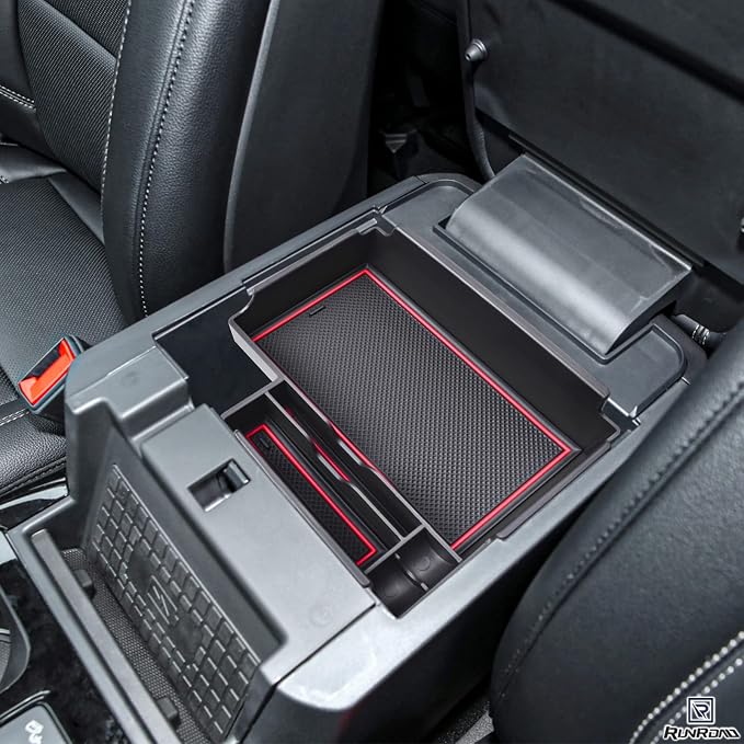 RUNROAD Upgrade Center Console Organizer Tray Compatible with Ford Explorer 2026 2025 2024 2023 2022 2021 2020 Accessories, ABS Armrest Tray Console Dividers Secondary Storage Box Container, Red