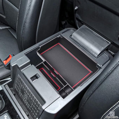 RUNROAD Upgrade Center Console Organizer Tray Compatible with Ford Explorer 2026 2025 2024 2023 2022 2021 2020 Accessories, ABS Armrest Tray Console Dividers Secondary Storage Box Container, Red