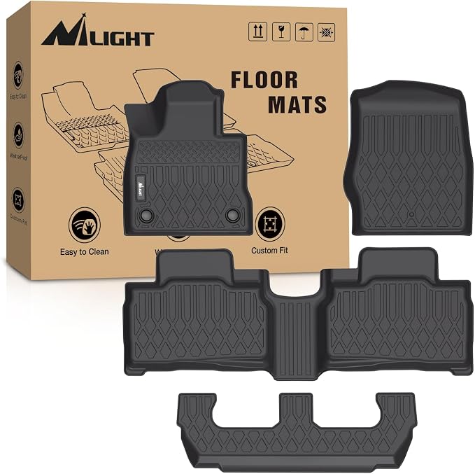 Nilight TPE Floor Mats for Ford Explorer 7 Seats 2020 2021 2022 2023 2024 2025 2026,All Weather Custom Fit Heavy Duty Floor Liners
