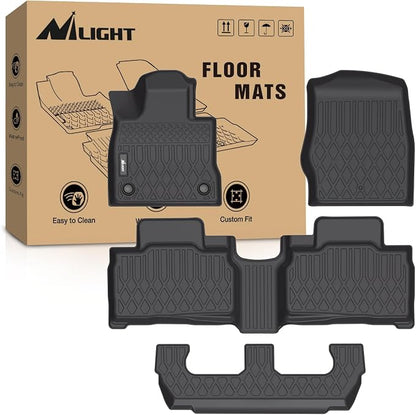 Nilight TPE Floor Mats for Ford Explorer 7 Seats 2020 2021 2022 2023 2024 2025 2026,All Weather Custom Fit Heavy Duty Floor Liners