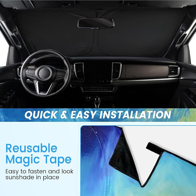 Car Windshield Sunshade | Innovative No-Light-Pass Technology for Maximum Protection | Foldable Sun Shade