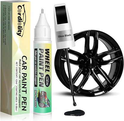 Gloss Black Rim Touch Up Paint for Nissan,Wheel Scratch Repair Kit for Curb Rash, Rim Repair Kit Color Match to Nissan Gloss Black Wheel Paint,Long lasting, Resists Water, Uv Rays
