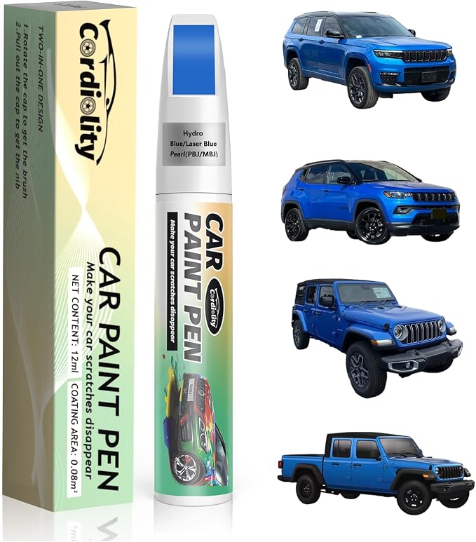 Car Touch Up Paint Hydro Blue/Laser Blue Pearl(PBJ/MBJ) for Jeep, Color Accurate Car Scratch Repair Remover Pen Fix Auto Paint Chips and Nicks