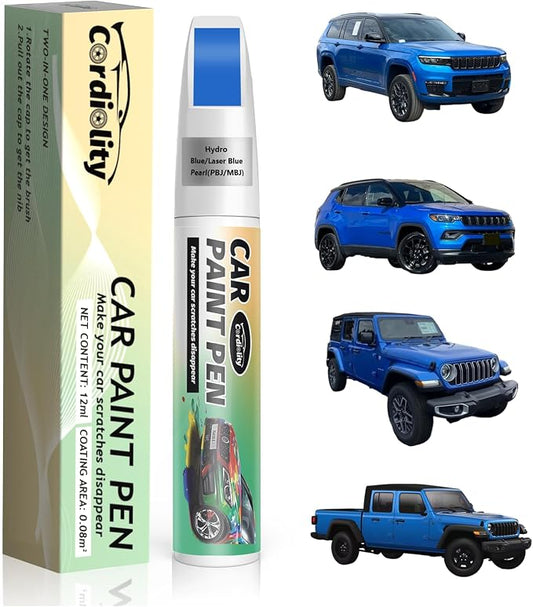 Car Touch Up Paint Hydro Blue/Laser Blue Pearl(PBJ/MBJ) for Jeep, Color Accurate Car Scratch Repair Remover Pen Fix Auto Paint Chips and Nicks