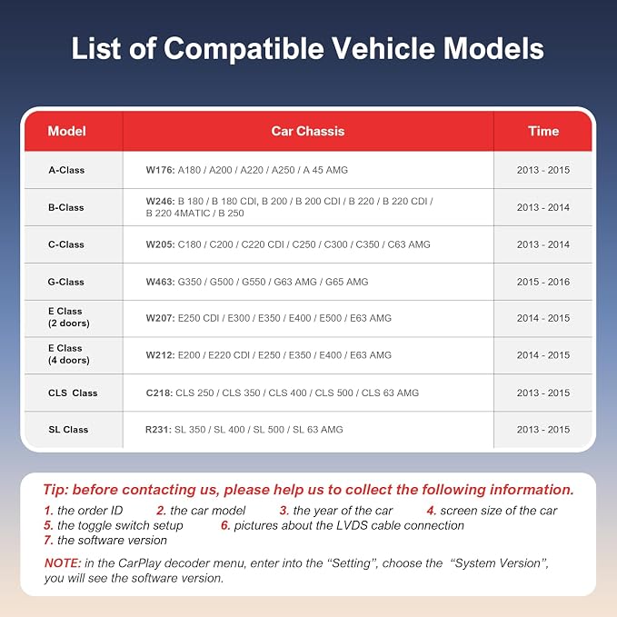 Wireless CarPlay & Android Auto Retrofit Kit Decoder for Mercedes Benz A/B/C/E/GLK/GLA/GLC/GLS/ML/GL/SLK/V Class 2011–2015 with NTG4.5/4.7 System, Supports Original Knob Control & Camera