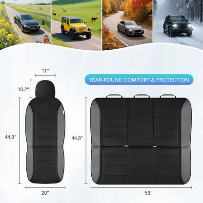 Road Comforts Leather Seat Covers, Breathable Car Seat Covers Full Set for Men,Airbag Compatible, Automotive Seat Covers Set Universal Fit Most Cars,Vans,Truck,SUV