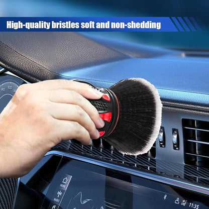 Car Detailing Brush, Ultra Soft Bristles XL Synthetic Brush Car Beauty Tools with Storage Rack, Auto Interior Cleaning Tool for Dashboard, Vents, Covers Large Area Inside and Outside Vehicles (Red)