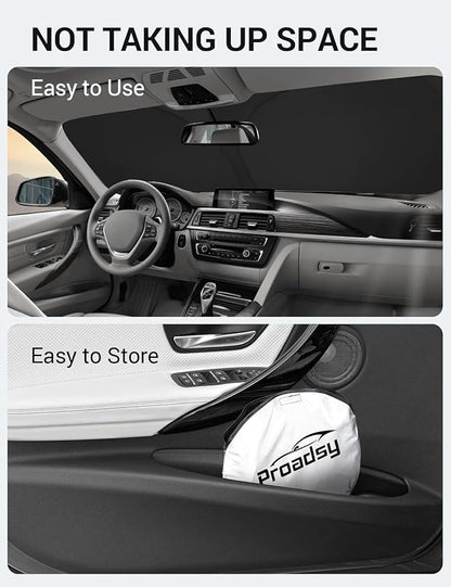 Proadsy 2026 Upgrade Front Windshield Sun Shade Foldable Sunshade Protector Custom Fit 2013-2018 BMW 3 Series /F30 /F31 /F80 /M3 Accessories