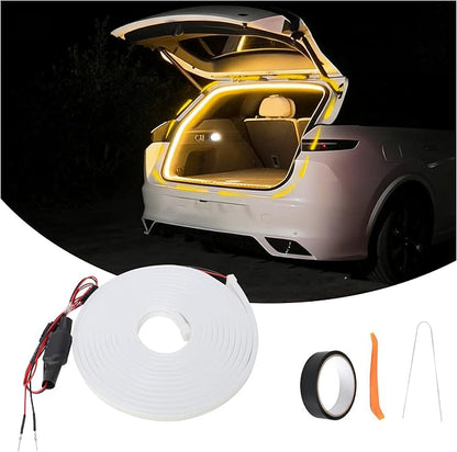 Newly Upgraded 157.48" SUV Trunk LED Light Strip, 6000K Dynamic Flowing Bright Cargo Area Lighting for Trunk Organizer/Mat Setup, Waterproof Interior Tailgate Lamp for SUV/MPV (Warm Yellow)