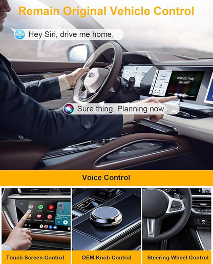 5-in-1 Wireless Carplay Adapter with Netflix YouTube TF Card, Android Auto Wireless Adapter and Apple CarPlay, Plug & Play, Easy Setup, Magic Video Ai Box for OEM Wired Apple Car Play Cars & iOS 10+