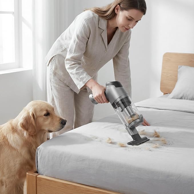 Hand Held Vacuum Car Vacuum Cleaner 18000PA High Power, 4-in-1 Air Duster & Air Blower & Pump Cordless Rechargeable Mini Small Shop Vac for Household Chores, Flooring, Car, Pet Hair