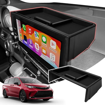 Autorder Screen Dashboard Organizer for 2025 2026 Toyota Sienna Accessories - Dash Screen Console Storage Tray for Phones Keys Sunglass Card Non-Slip（Fits 12.3" Screen Models）