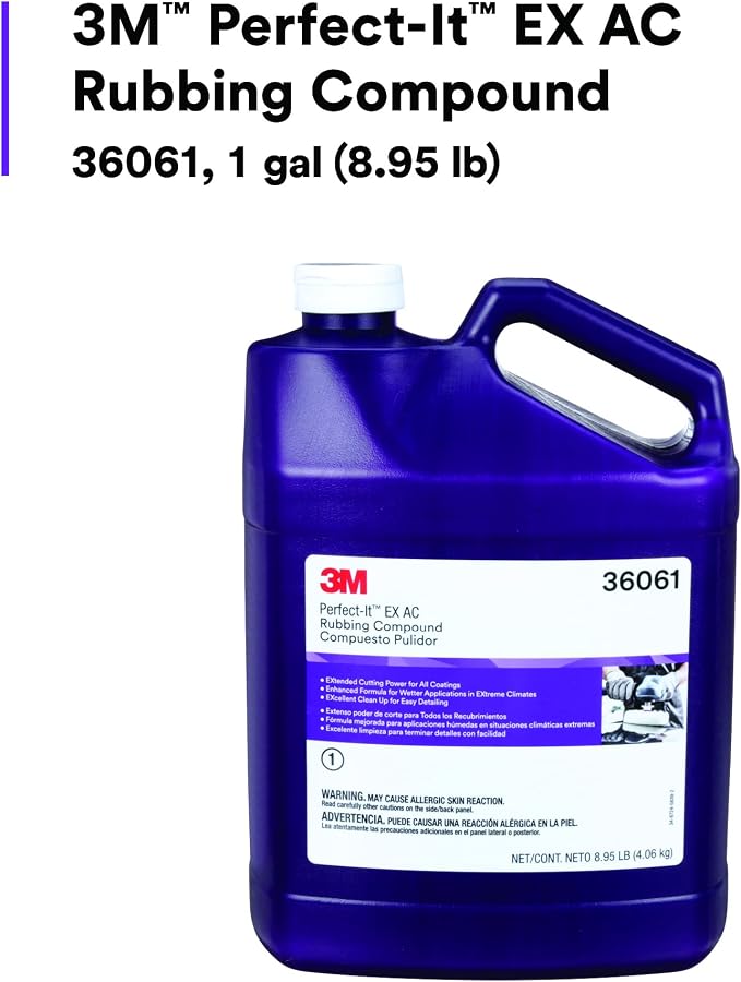 Perfect-It 3M EX AC Rubbing Compound, 36061, Fast Cutting, High Performing, 1 gal (8.95 lb)