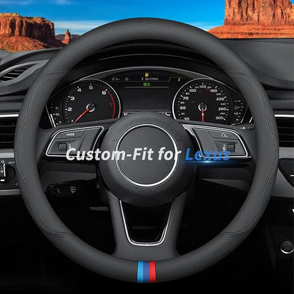 Deer Route Custom-Fit for Lexus Steering Wheel Cover, Premium Leather Car Steering Wheel Cover with Logo, Non-Slip, Breathable, D-Style