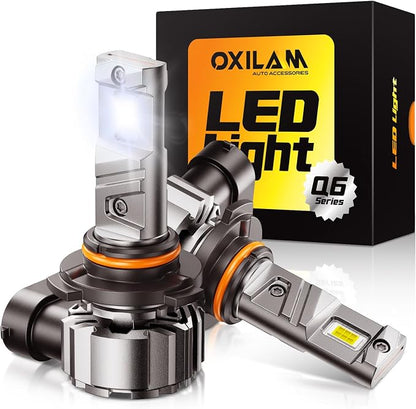 OXILAM 9006 LED Light Bulbs, 900% Brighter, 5-Min Quick Install, 60,000H Lifespan, 99% Fit, No Flicker, Pack of 2