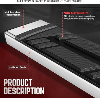 DNA Motoring 6.5" Flat Running Boards Side Step Nerf Rails Bars Compatible with 99-16 Ford F250SD F350SD F450SD F550SD Extended Cab, STEPB-U-F25099-T1-E