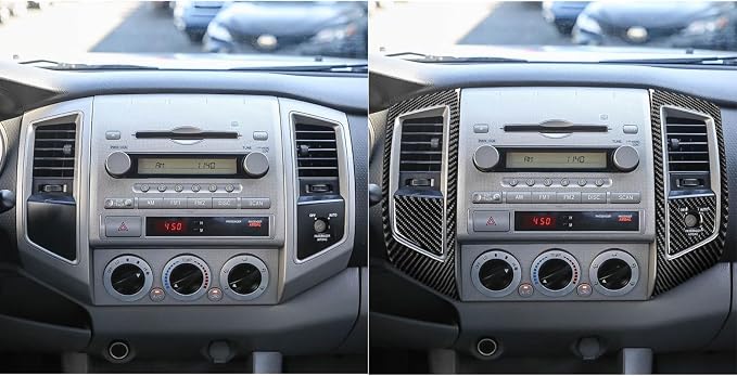 NVCNX Real Premium Carbon Fiber for Toyota 2nd Gen Tacoma Accessories 2005-2011 2006 2007 2008 2009 2010 Car Dash Center Air Vent Panel Cover Interior Trim Thick Overlay Sticker Decal 4PCs - Style A