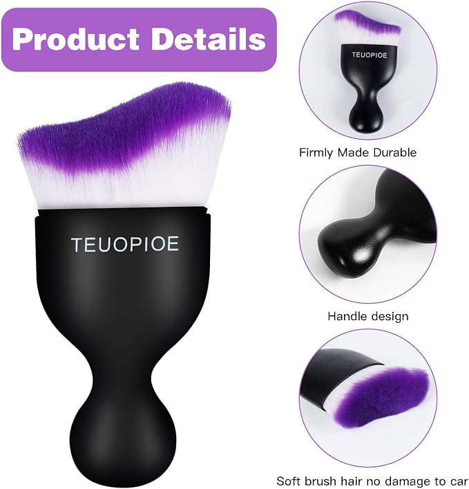 Car Interior Cleaning Brush, Car Duster Interior,Car Detailing Brush Dusting Brush,Car Interior Cleaning Tool, Auto Soft Hair Car Brush,Auto Interior Dust Brush for Air Vents(Purple)