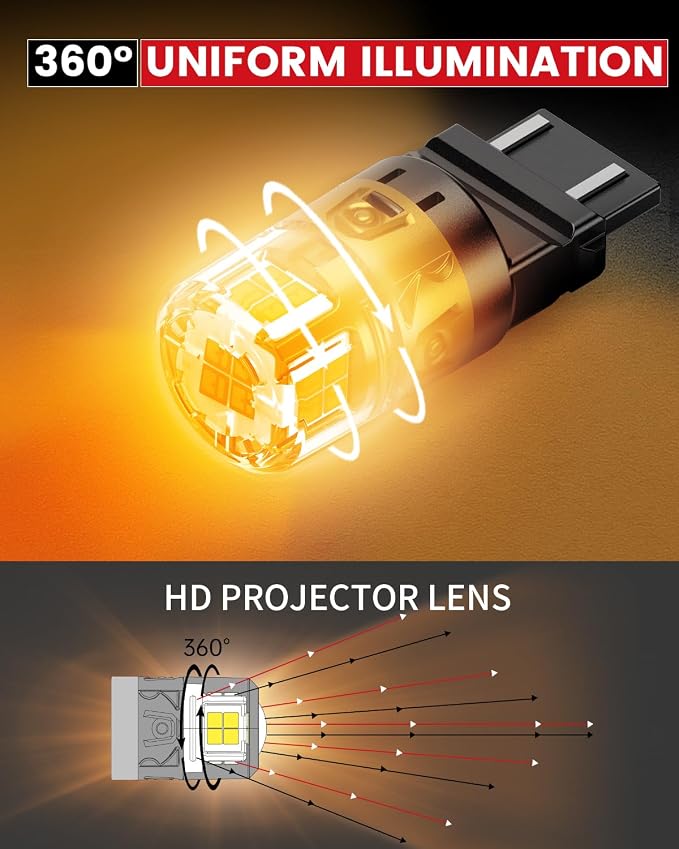 LASFIT 3157 LED Bulb for Turn Signal Lights, 3057 3156 3157a LED Bulbs Amber Yellow, 4000LM Super Bright 3057 4157 4057 for Automotive Turn Signal, Only for Standard Socket, Need Resistor (2-Pcs)