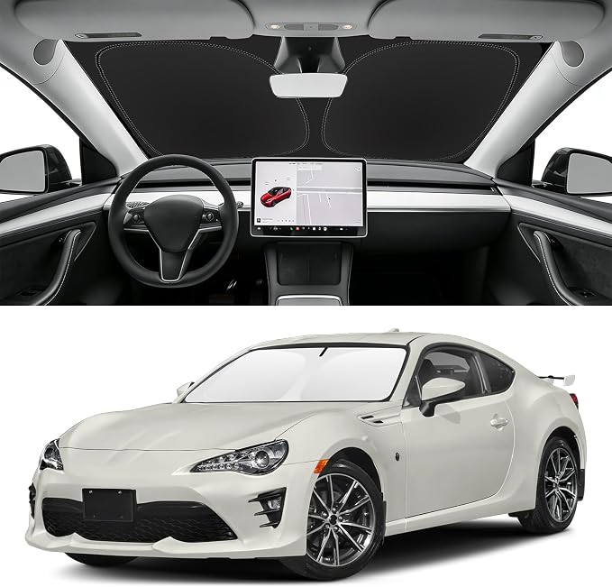 Custom Fit Windshield Sun Shade for Toyota 86 2017-2020 & Toyota GR86 2022-2026, Blocks UV & Heat, Front Window Sunshade Accessories, Easy Fold & Store Keep Your Car Cooler