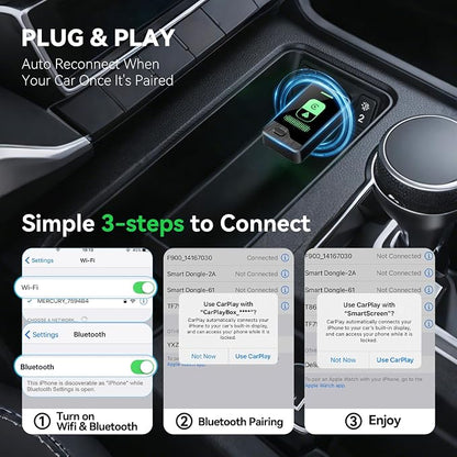 Wireless CarPlay Adapter 2026 Upgrade – Auto Connect Every Time, Converts Wired to Wireless, Mini Size, Seamlessly Switch Between Android and iPhone Devices, Enjoy Uninterrupted