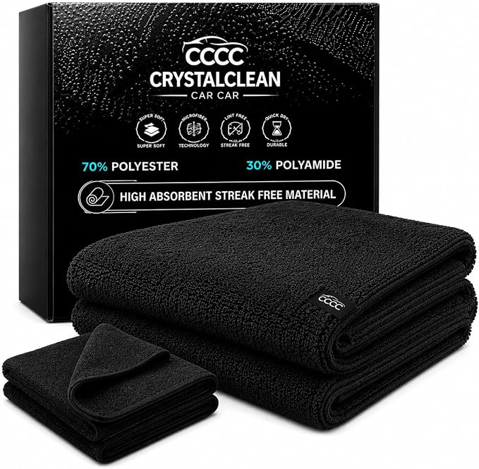 Crystal Clean 1300GSM Car Drying Towel - XL (24x36) Microfiber Towels for Cars with Double Twisted Loop, Professional Detailing Towel for Car Detailers - Quick Dry, Paint Safe & Swirl-Free
