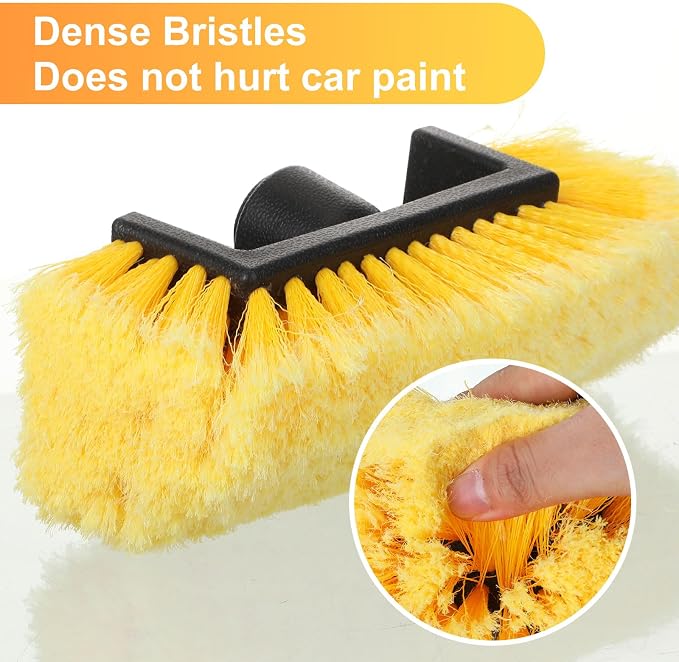 Vesici Car Wash Brush Head with Soft Detailing Bristle Flow Thru Car Cleaning Brush Exterior Car Wash Equipment for Auto Truck RV Boat Camper Washing, 10 Inch(Yellow,4 Pcs)