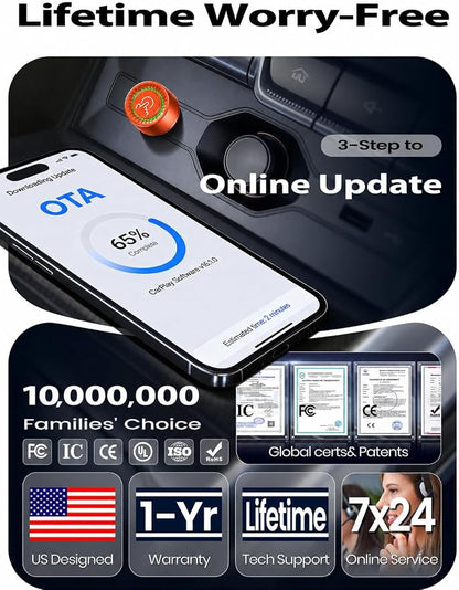 Wireless CarPlay Adapter, Fast Auto Connect, No Lag, Easy Device Switching for 2 Phones, Plug & Play, 5GHz WiFi, Compatible with iPhone 6 or Above