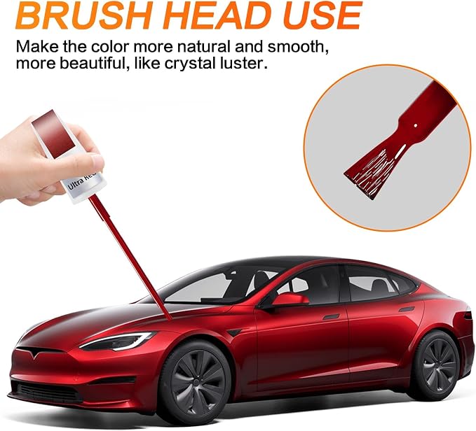(Ultra Red PR01) Car Touch up Paint Compatible with Tesla Model Y/3/X/S, Premium Car Scratch Remover for Deep Scratches, Car Paint Pen Scratch Repair Two-In-One Touch Up Paint