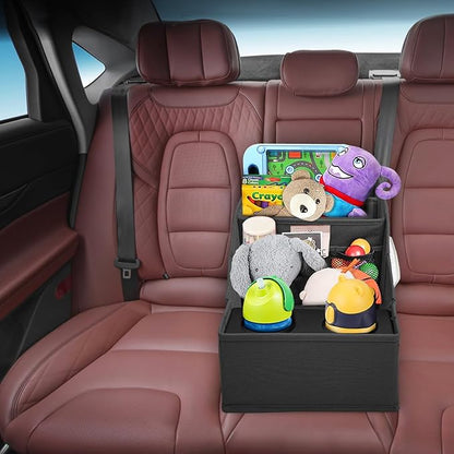 MULISOFT Car Seat Organizer- Backseat Car Organizer with 12 Storages Compartments and 2 Cup Holders, Organizers and Storage, Front Seat for Travel Kids,Black