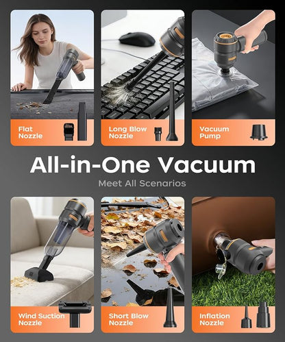 VNOST Car Vacuum,3 Suction Modes,Portable Mini Cordless Cleaner with 50000pa Suction Power,Type-C Charge,Handheld Vacuum for Home,Car,Birthday Gifts for Men Dad Husband (Black and Gold)