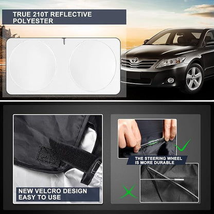 INSAUTO Windshield Sun Shades Custom Fit for Toyota Camry 2007-2017- Sunshade for Front Window Cover - Double Layer Heat Shield Sun Visor Cool Car Accessory