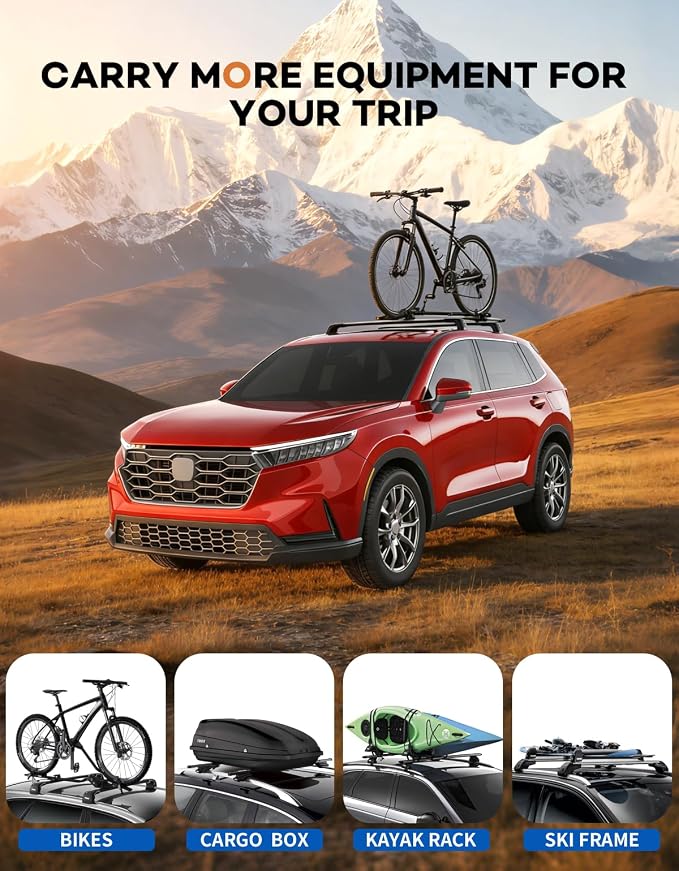 Wonderdriver 330lbsLockable Roof Rack Cross Bars Compatible with Honda CRV CR-V EX LX EX-L 2023-2026 (𝐖𝐈𝐓𝐇𝐎𝐔𝐓 𝐒𝐈𝐃𝐄 𝐑𝐀𝐈𝐋𝐒), Roof Rails Crossbars Cargo Bars Rooftop Carrier Luggage
