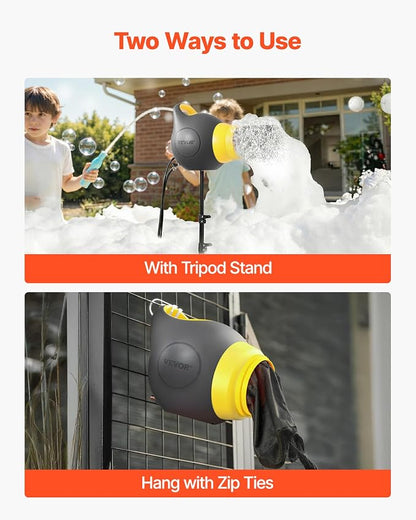 VEVOR Foam Machine, 115 W Party Foam Cannon, Portable Foam Maker with a Tripod Stand, Powerful Foam Party Machine, for Backyard, Pool, Outdoor Events, Birthdays, Celebrations and Party, Grey & Yellow
