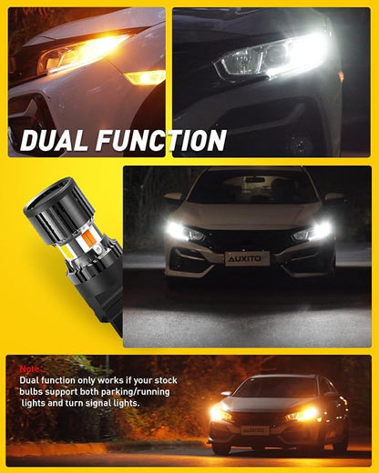AUXITO Latest CANBUS 3157 Switchback LED Bulbs 3057 3457 4157 Dual Color Amber/White Anti Hyper Flash Built-in Resistor Error Free Turn Signal Lights and DRL/Parking Lights, Pack of 2