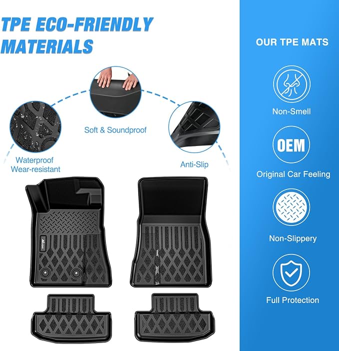 Nilight TPE Floor Mats for Ford Mustang 2015 2016 2017 2018 2019 2020 2021 2022 2023 2024 2025 2026 All Weather Custom Fit Heavy Duty Floor Liners