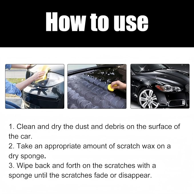 2026 New Car Scratch Removal Wax, Scratch Remover for Vehicles, Upgrade Car Scratch Remover for Deep Scratches, Car Polishing Wax Scratchs Remover Cars Paint Scratchs Repair Kit Wipe Sponge