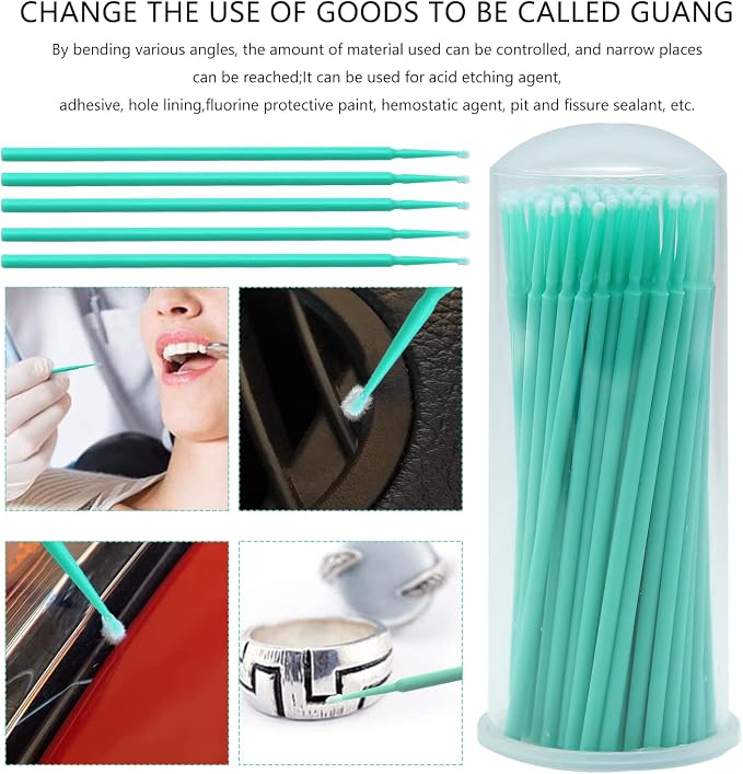 Touch Up Paint Brushes for Automotive Paint Chip Repair Disposable Micro Applicators-100 Pieces Green