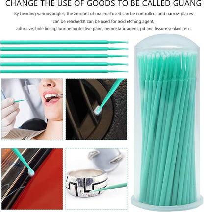 Touch Up Paint Brushes for Automotive Paint Chip Repair Disposable Micro Applicators-100 Pieces Green