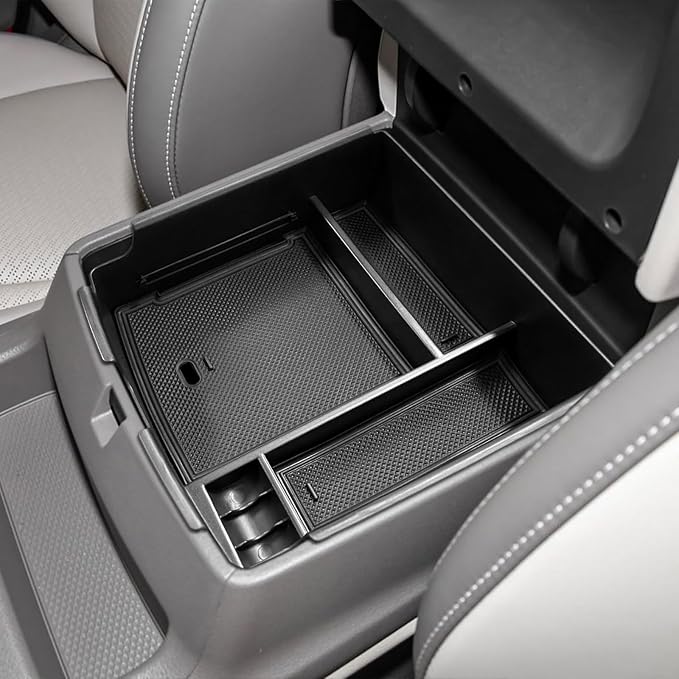 HGWEI Center Console Organizer Compatible with Kia Carnival KA4 MPV 2022 2023 2024 2025 2026 Accessories Armrest Storage Box, Secondary Insert Tray Coin Holder, Black