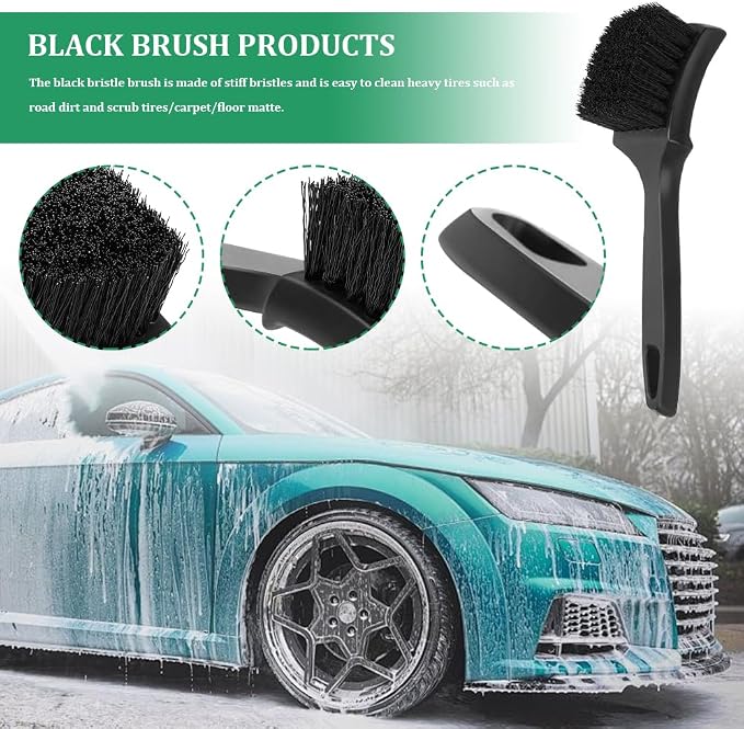 3PCS Wheel Rim & Tire Brush Set, Car Cleaning Supplies, Wheel Brushes for Cleaning Wheels, Universal Bendable & Durable C ar W heel Brush Set Car Accessories for Auto, RV, Truck, Motorcycle
