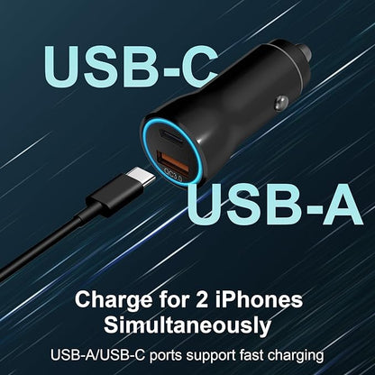 iPhone 17 16 15 Car Charger, [Apple MFi Certified] USB C Car Charger 43W Fast Charging with 3.3 FT Type C to C Cable, USB Car Adapter for iPhone 17/17 Pro/17 Pro Max/Air/16/15