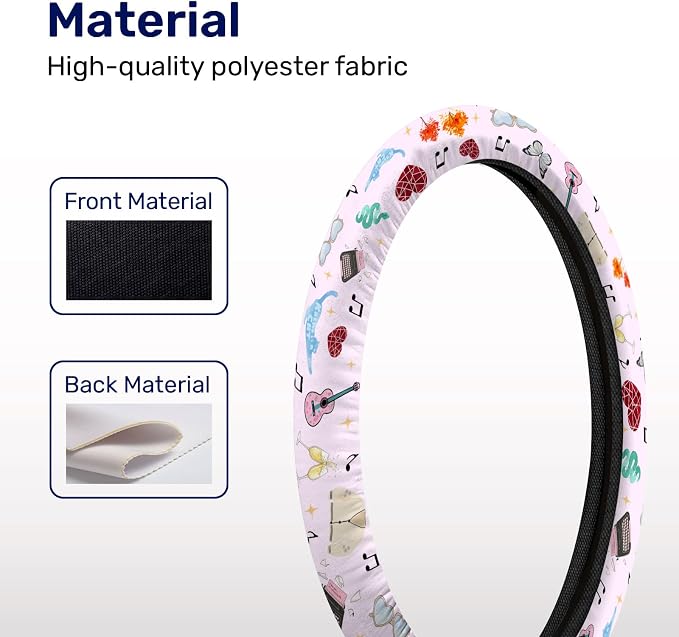 GENANY Pop Star Steering Wheel Cover, Non Slip Polyester Car Wheel Protector for Car SUV Truck, Universal 15 Inch