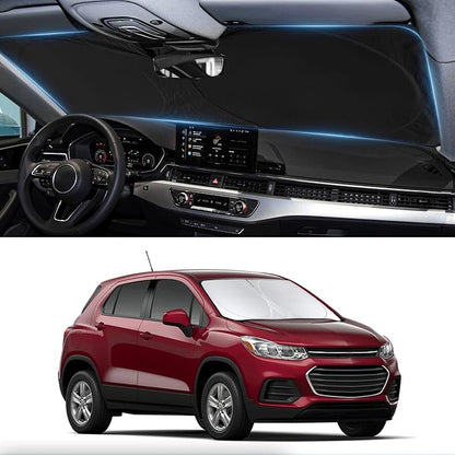 Sunshade for Trax Windshield Sun Shade for 2013-2023 2024 2025 Chevy Chevrolet Trax LS/1RS/LT/2RS/ACTIV SUV Accessories, Front Window Foldable 2 Layers Sun Visor Protector Cover Block UV Rays Heat